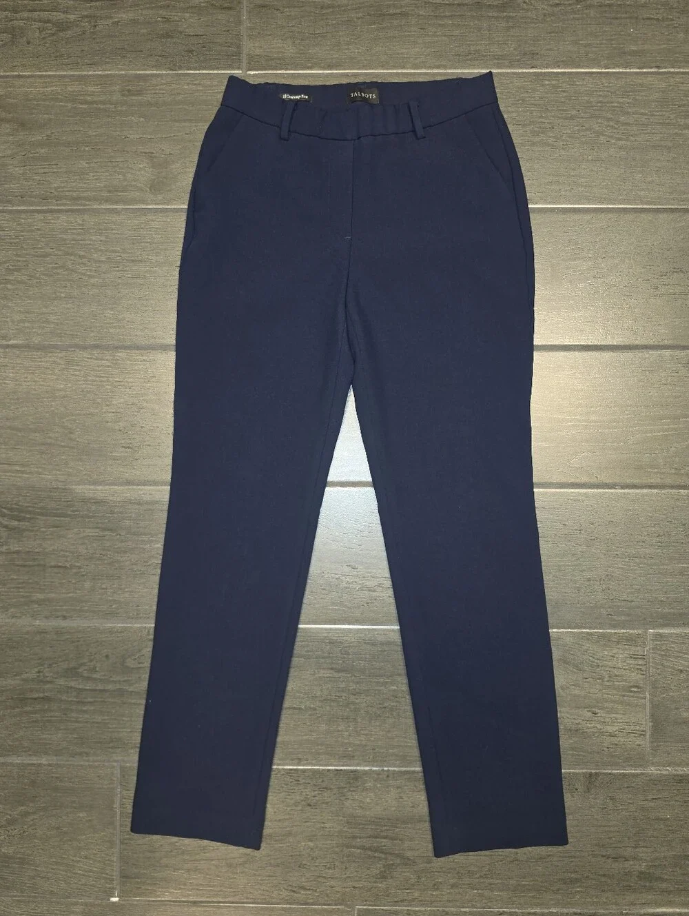 TALBOTS Cambridge Pull On Dress Pants 2 Navy Blue Stretch Straight Leg